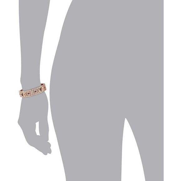 1928 Rose Gold Flower Bracelet Vintage Victorian Rose Purple Crystal Stretch USA - Picture 3 of 3